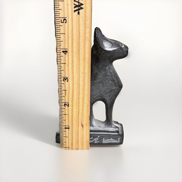VTG  Egyptian Cat Feline Figurine Polished Stone Gray Middle Eastern Sphinx - Picture 11 of 11